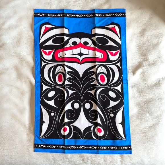 Cotton Kitchen Formline Bear Indigenous Design by Douglas Horne, Coast Salish - Picture 1 of 5